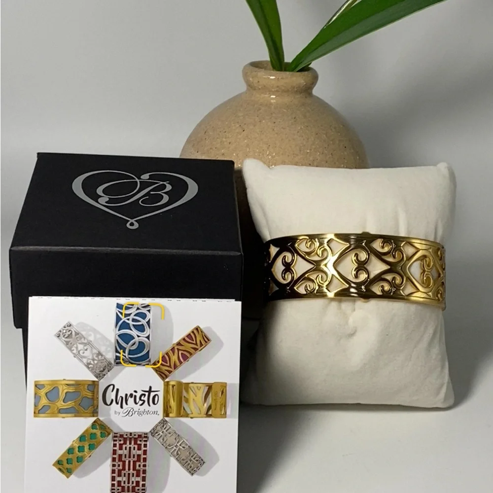 REDUCED Brighton Christo Madrid Narrow Gold Cuff Bracelet NWT - Picture 1 of 6